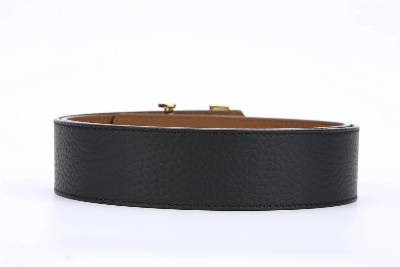 Louis Vuitton Black Gold Pebbled Monogram Buckle Leather Belt 4