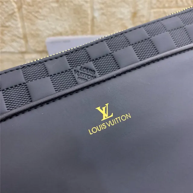 Louis Vuitton Black Gold Smooth Leather Body Woven Damier Infini Flap Envelope Clutch 3