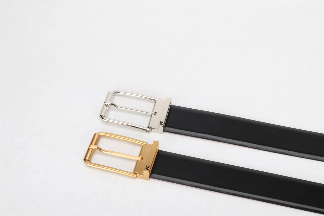 Louis Vuitton Black Gold Smooth Rectangular Buckle Leather Belt 6