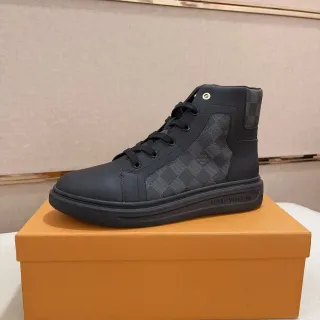 Louis Vuitton Black Gray High-Top Mixed-Material Lifestyle Sneakers