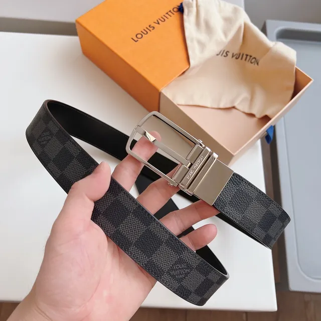 Louis Vuitton Black Gray Reversible Damier Graphite Canvas Leather Belt 3
