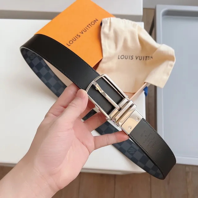 Louis Vuitton Black Gray Reversible Damier Graphite Canvas Leather Belt 7