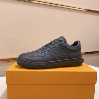 Louis Vuitton Black Monogram-Embossed Leather Low-Top Lifestyle Sneakers