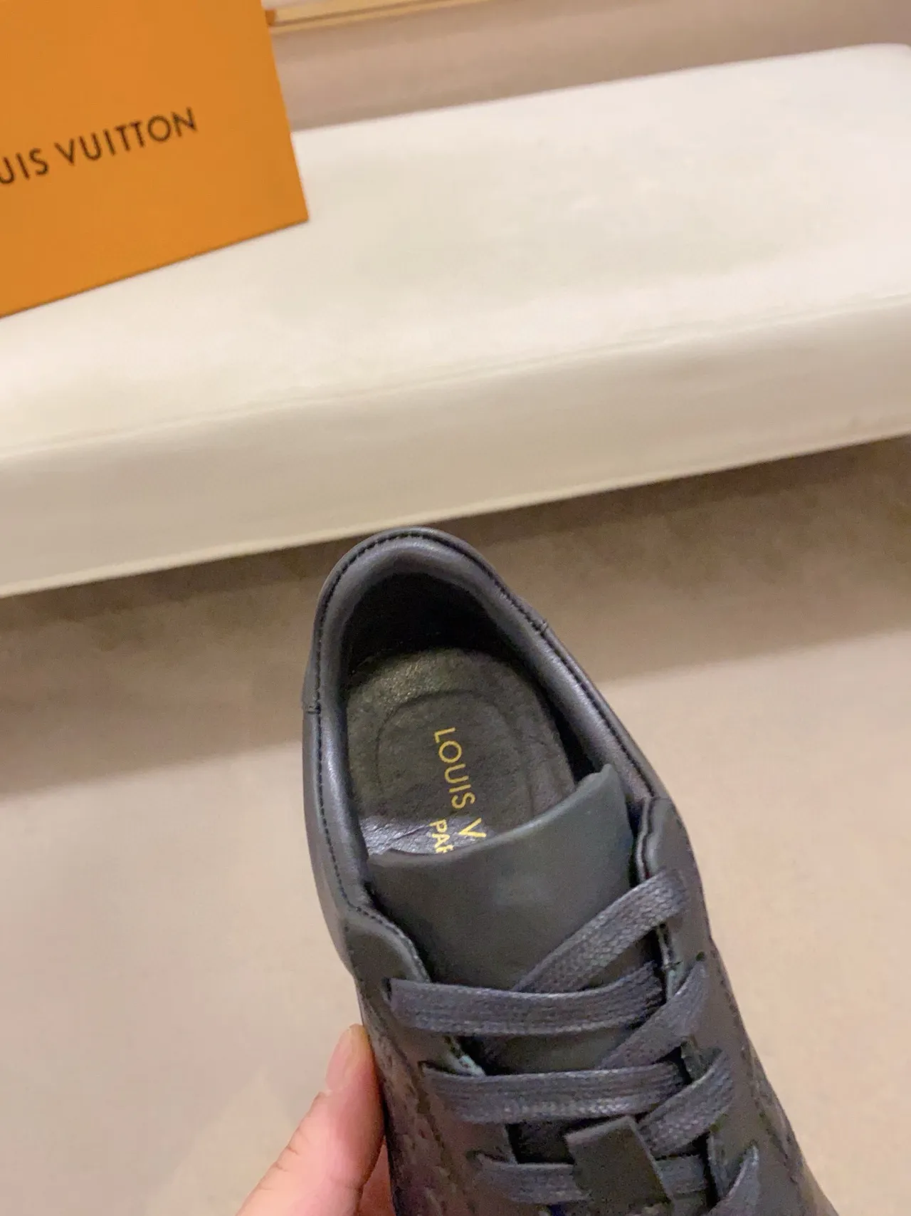 Louis Vuitton Black Monogram-Embossed Leather Low-Top Lifestyle Sneakers 6
