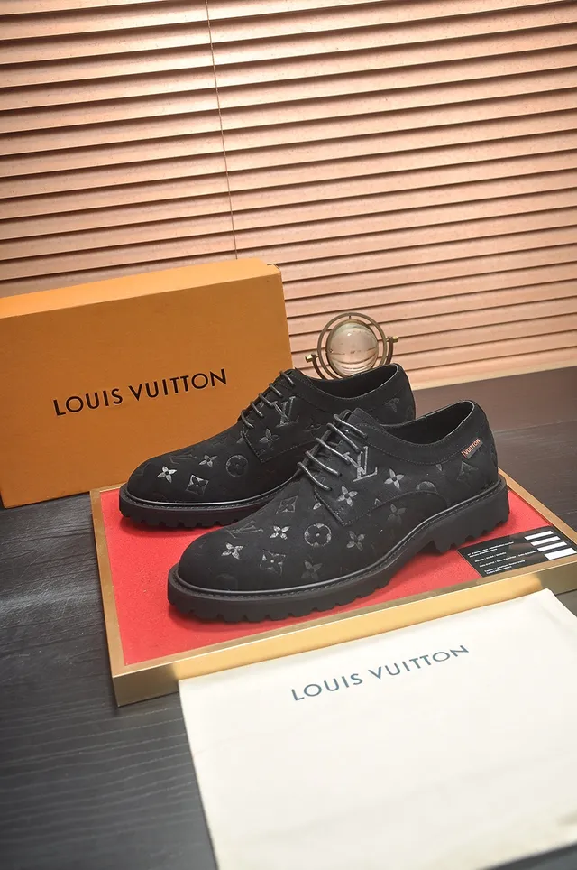 Louis Vuitton Black Monogram Suede Chunky Lug Sole Derby Shoes 4