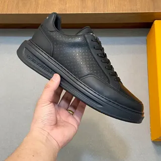 Louis Vuitton Black Monogrammed Leather Upper Chunky Platform Sole Lifestyle Sneakers