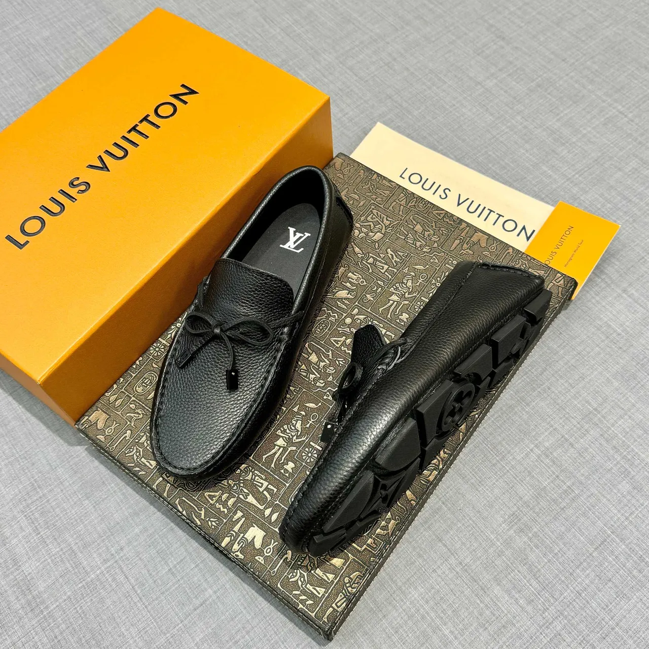 Louis Vuitton Black Pebbled Leather Knotted Strap Loafer 2