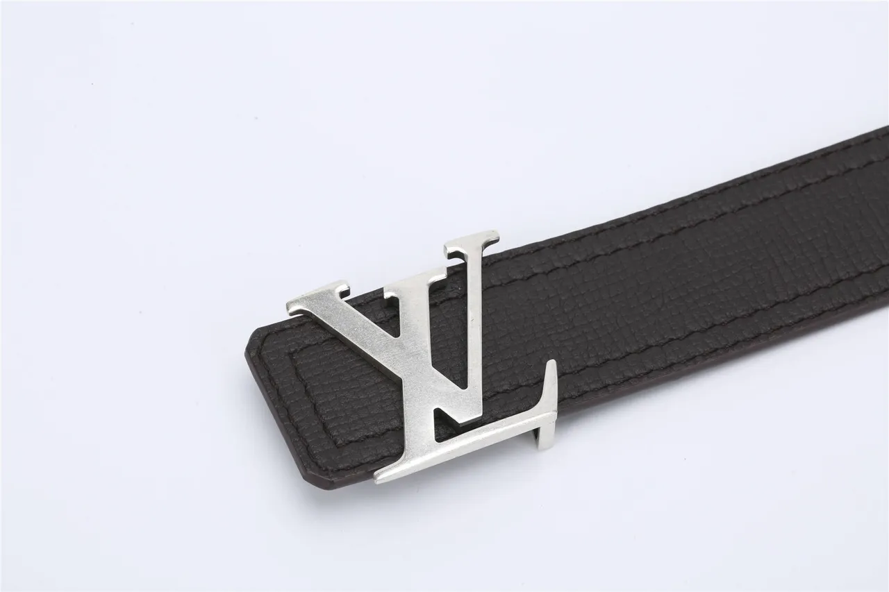 Louis Vuitton Black Silver Textured Grain Interlocking LV Monogram Buckle Leather Belt 7