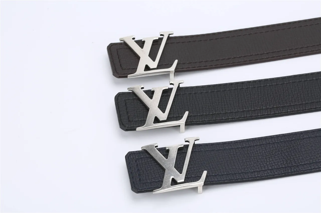 Louis Vuitton Black Silver Textured Grain Interlocking LV Monogram Buckle Leather Belt 8