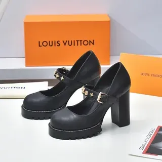 Louis Vuitton Black Star-Buckle Mary Jane Shoes