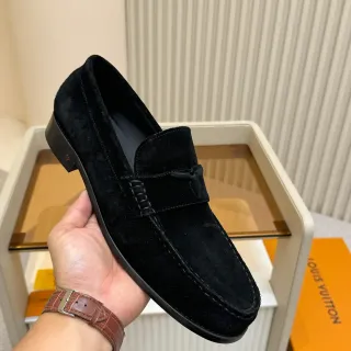 Louis Vuitton Black Suede Upper Penny Strap Loafer