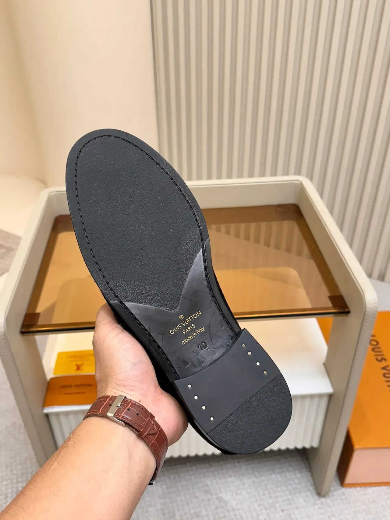 Louis Vuitton Black Suede Upper Penny Strap Loafer 2