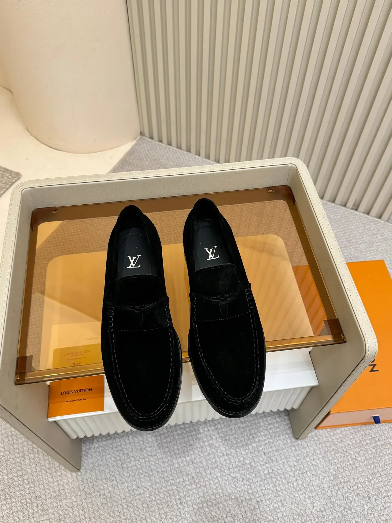 Louis Vuitton Black Suede Upper Penny Strap Loafer 5