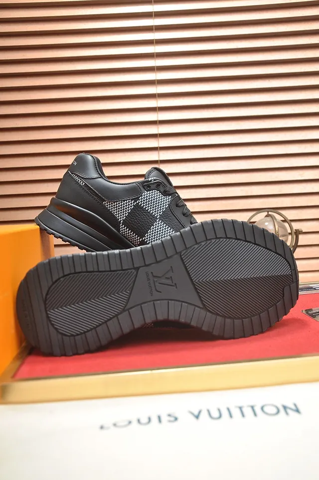 Louis Vuitton Black White Leather And Monogram Mesh Upper Sculpted Multi-Layered Rubber Sole Lifestyle Sneakers 3