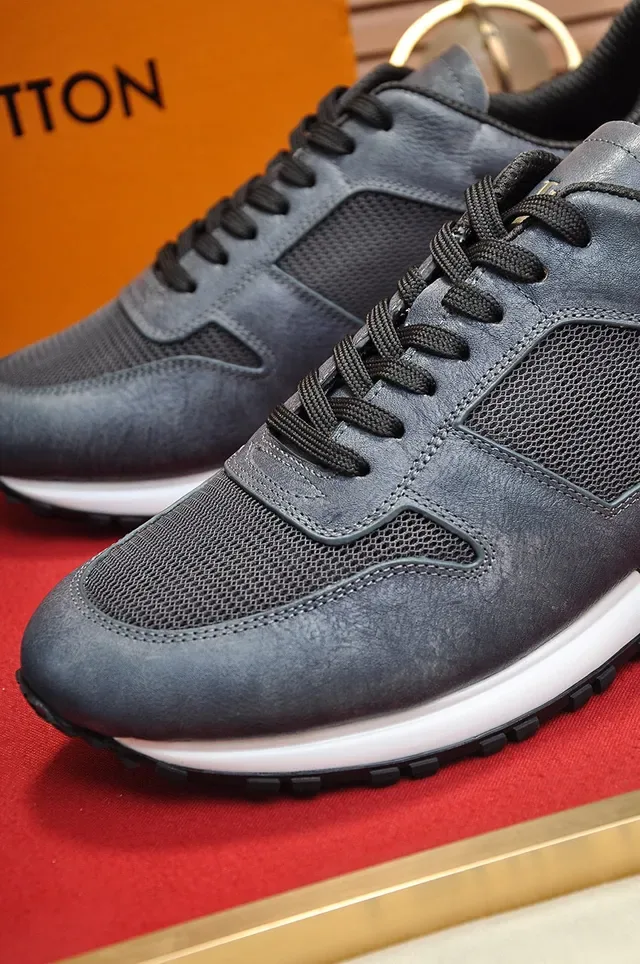 Louis Vuitton Black White Leather-Mesh Hybrid Upper Gold Monogram Accent Lifestyle Sneakers 3