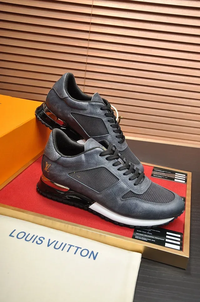 Louis Vuitton Black White Leather-Mesh Hybrid Upper Gold Monogram Accent Lifestyle Sneakers 5