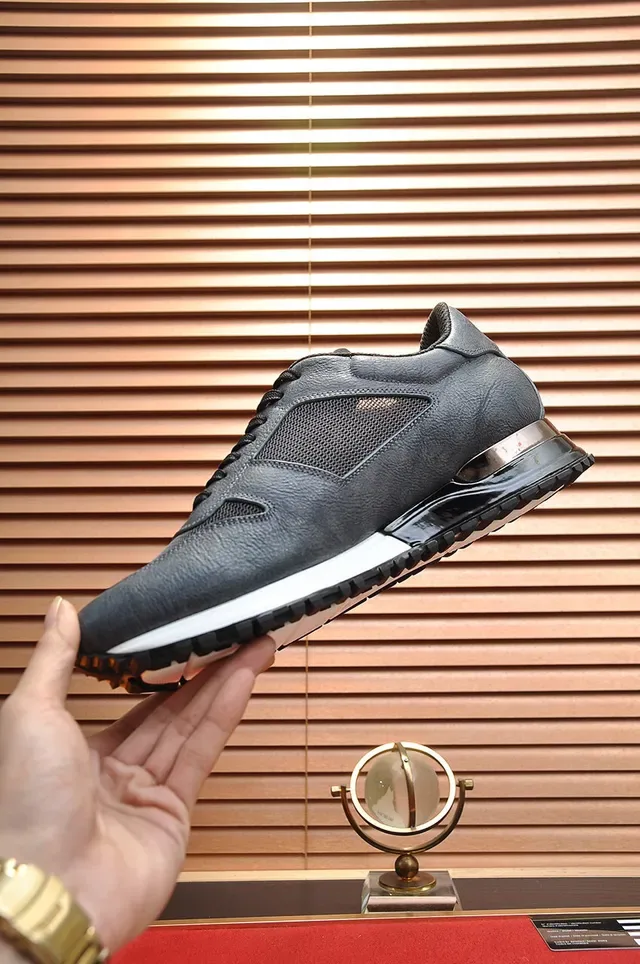 Louis Vuitton Black White Leather-Mesh Hybrid Upper Gold Monogram Accent Lifestyle Sneakers 6