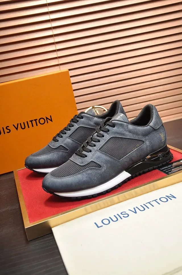 Louis Vuitton Black White Leather-Mesh Hybrid Upper Gold Monogram Accent Lifestyle Sneakers 7