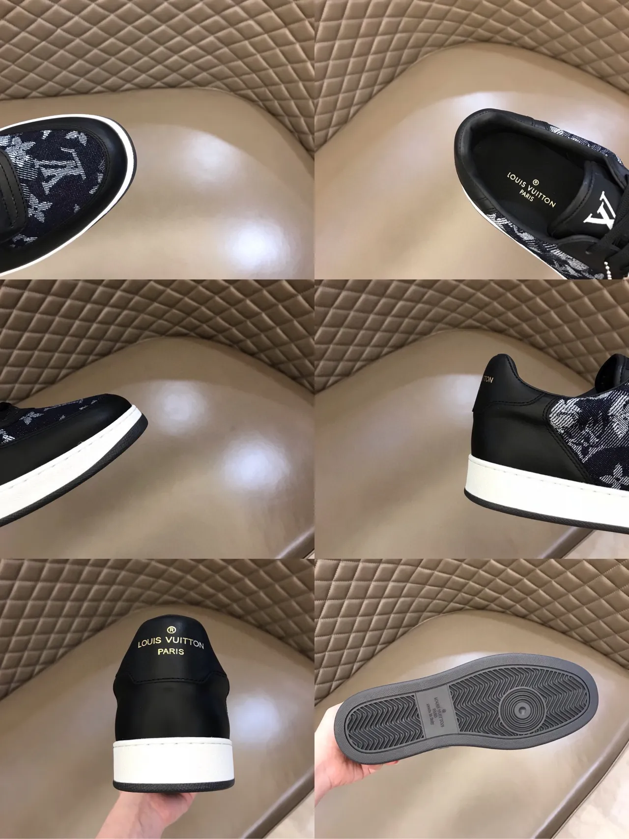 Louis Vuitton Black White Low-Top Leather And Jacquard Textile Upper Lifestyle Sneakers 2