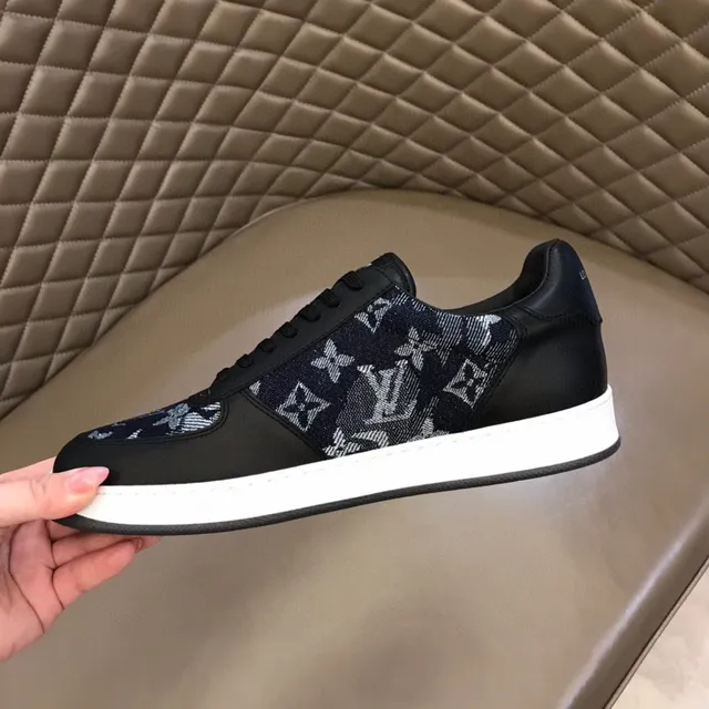 Louis Vuitton Black White Low-Top Leather And Jacquard Textile Upper Lifestyle Sneakers 3