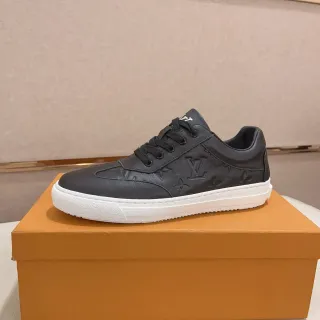 Louis Vuitton Black White Monogrammed Leather Low-Top Lifestyle Sneakers