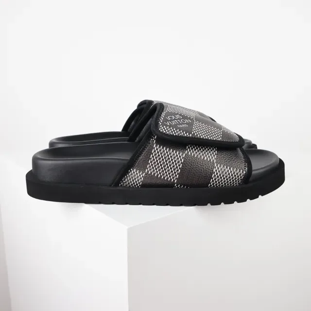 Louis Vuitton Black White Platform Sole Damier Monogram Mesh Slippers 3