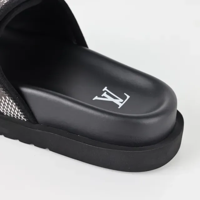 Louis Vuitton Black White Platform Sole Damier Monogram Mesh Slippers 4