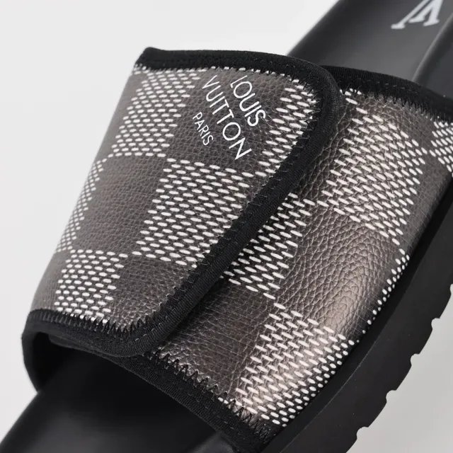 Louis Vuitton Black White Platform Sole Damier Monogram Mesh Slippers 6