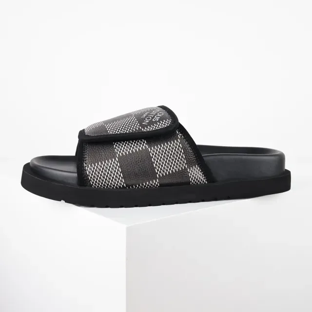 Louis Vuitton Black White Platform Sole Damier Monogram Mesh Slippers 9
