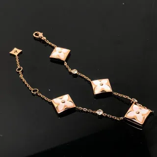 Louis Vuitton Blossom Bracelet Oro Rosa Motivo Floral Blanco Pulsera