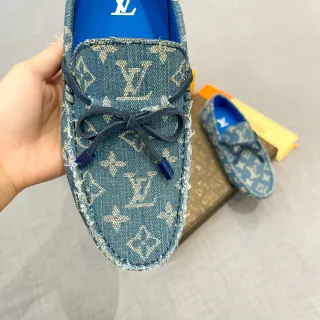 Louis Vuitton 蓝色米色牛仔提花印花乐福鞋
