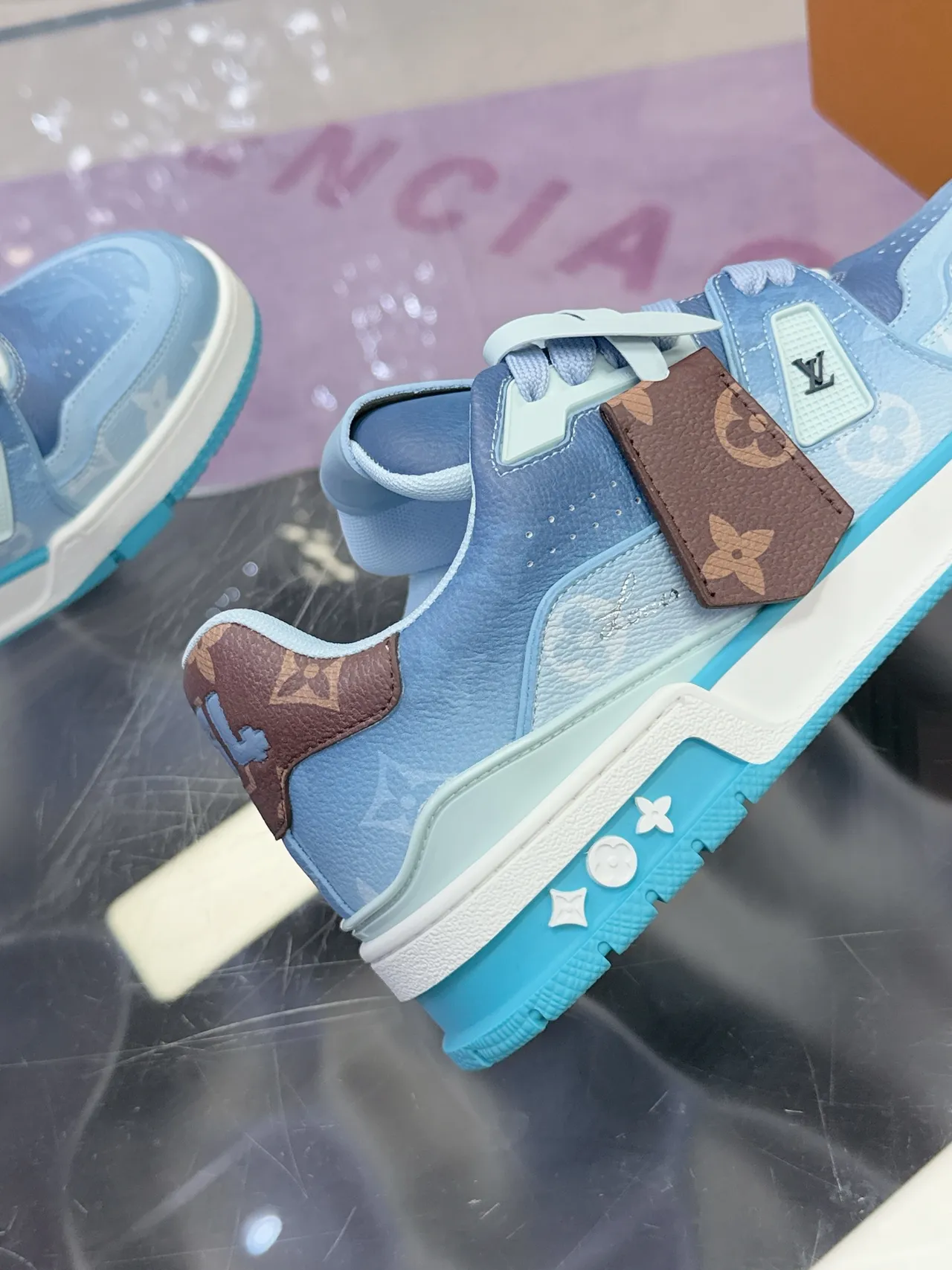 Louis Vuitton Blue Brown Monogram Canvas Overlay Layered Midsole Lifestyle Sneakers 3