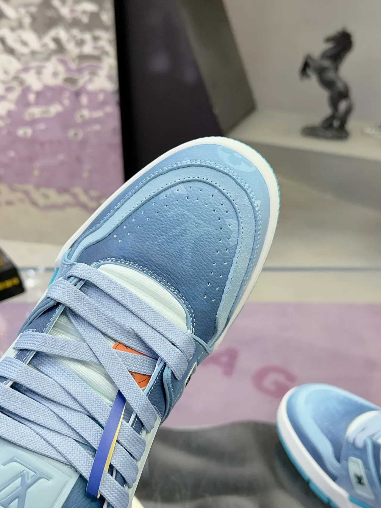 Louis Vuitton Blue Brown Monogram Canvas Overlay Layered Midsole Lifestyle Sneakers 4