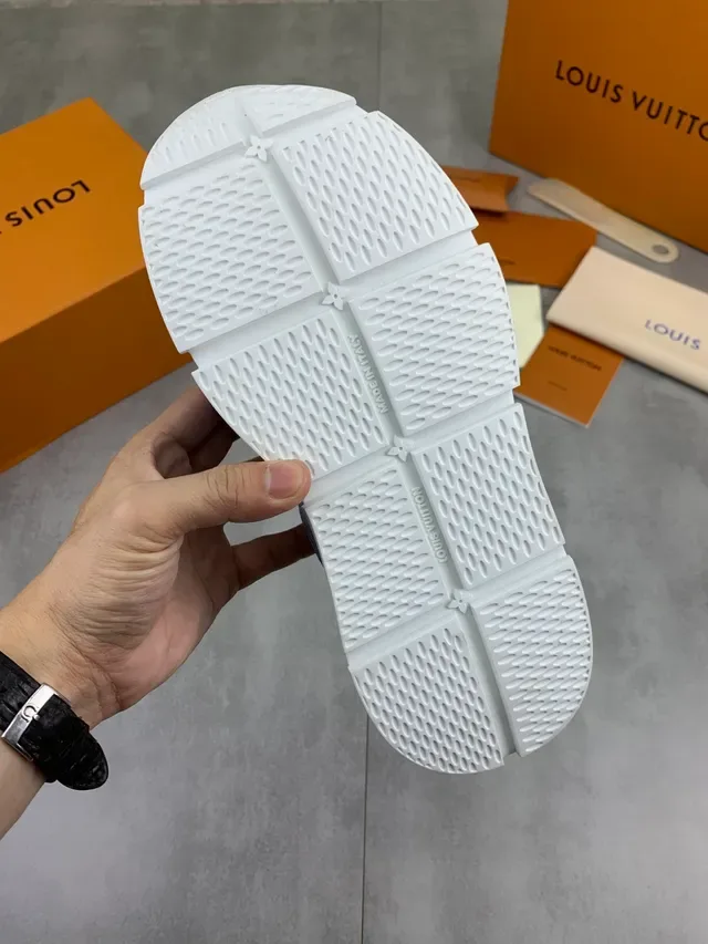 Louis Vuitton Blue White Perforated Upper Monogram Overlay Lifestyle Sneakers 3