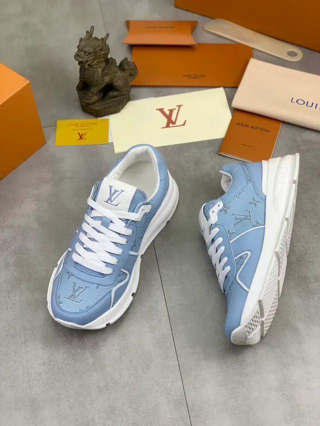 Louis Vuitton Blue White Perforated Upper Monogram Overlay Lifestyle Sneakers 4