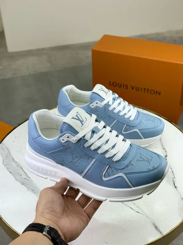 Louis Vuitton Blue White Perforated Upper Monogram Overlay Lifestyle Sneakers 5