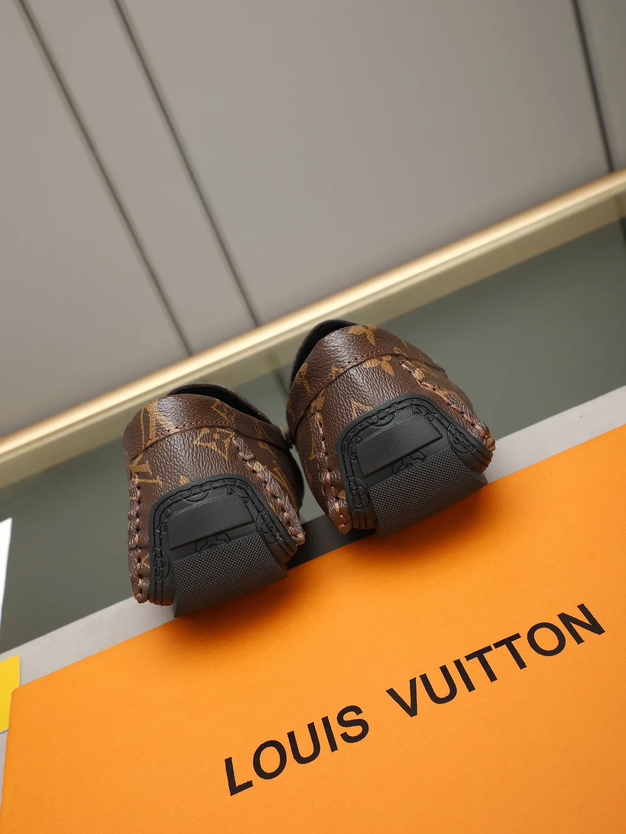 Louis Vuitton Brown Beige Monogrammed Leather Penny Loafer 2