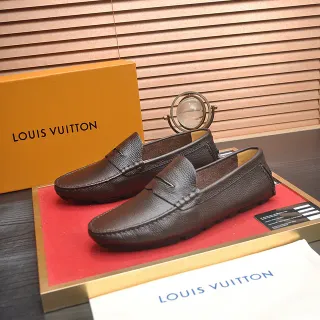 Louis Vuitton 棕褐米色 粒面皮革 便士带 乐福鞋