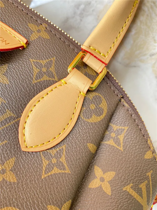 Louis Vuitton Marrón Beige Estructurado Top-Handle Monogram Lona Bolso Boston 5