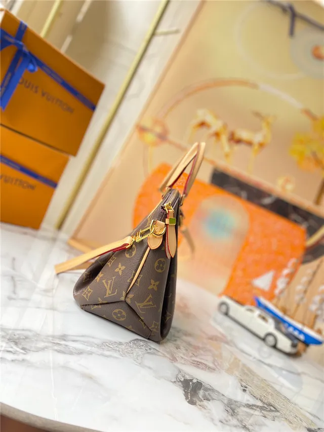 Louis Vuitton Marrón Beige Estructurado Top-Handle Monogram Lona Bolso Boston 9