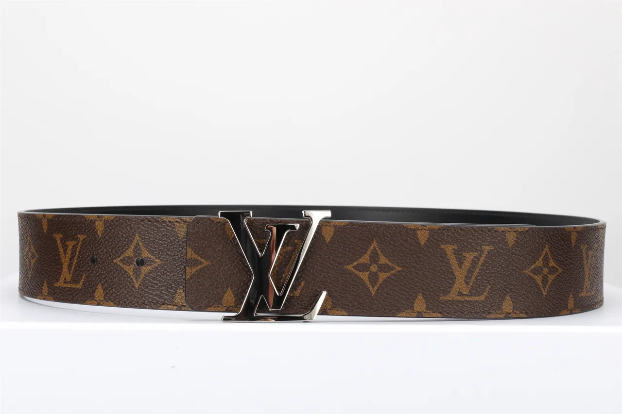 Louis Vuitton Brown Black Monogram-Coated Canvas Polished Silver-Tone LV Buckle Leather Belt 11