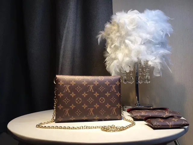 Louis Vuitton বাদামি সোনালী মনোগ্রাম ক্যানভাস এনভেলপ ফ্ল্যাপ চেইন ব্যাগ 5