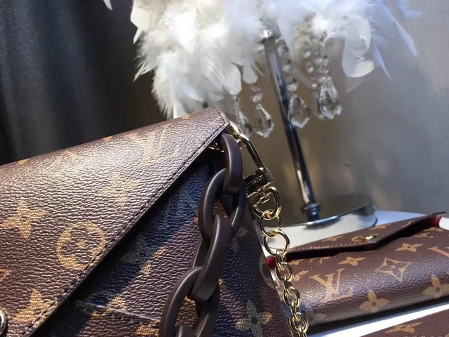 Louis Vuitton বাদামি সোনালী মনোগ্রাম ক্যানভাস এনভেলপ ফ্ল্যাপ চেইন ব্যাগ 8