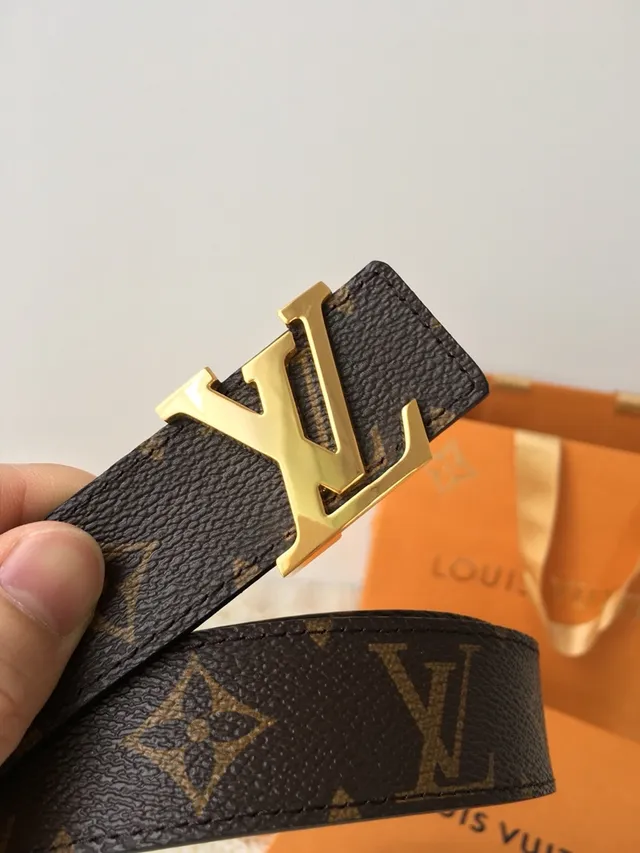Louis Vuitton Brown Gold Monogram Canvas LV Buckle Leather Belt 2