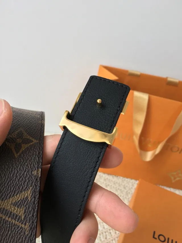 Louis Vuitton Brown Gold Monogram Canvas LV Buckle Leather Belt 3