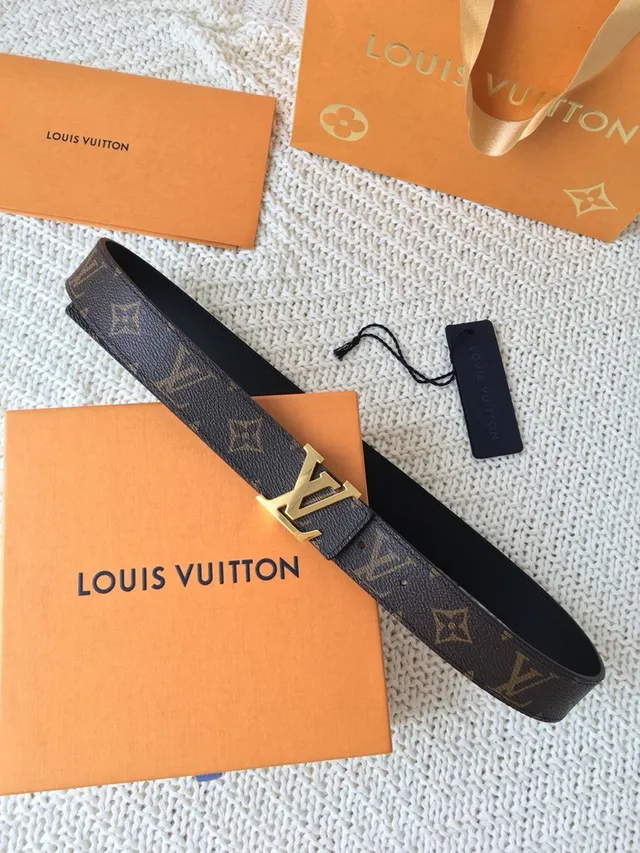 Louis Vuitton Brown Gold Monogram Canvas LV Buckle Leather Belt 5