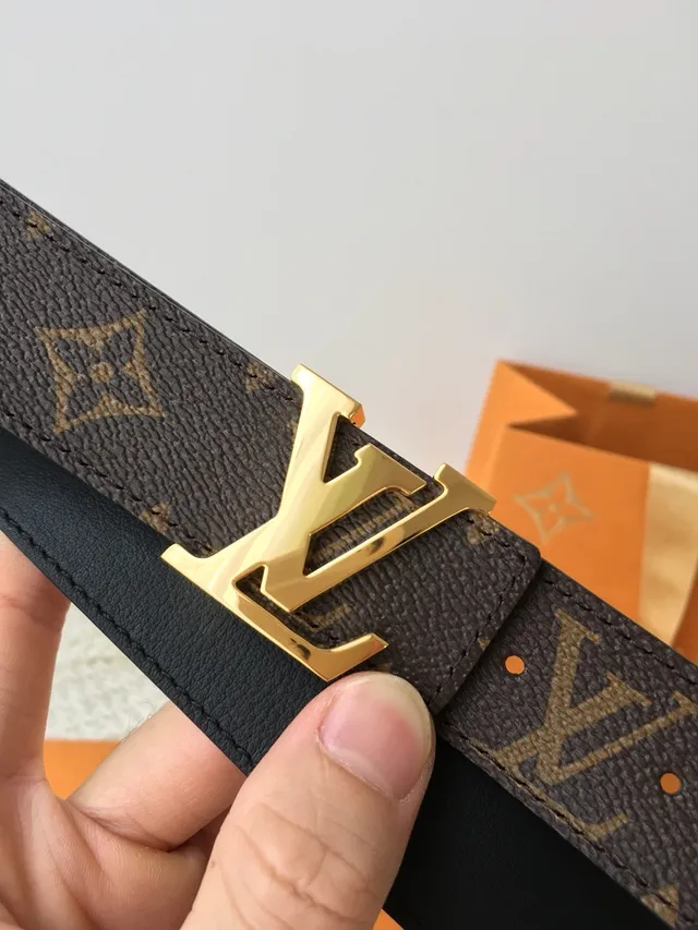 Louis Vuitton Brown Gold Monogram Canvas LV Buckle Leather Belt 7