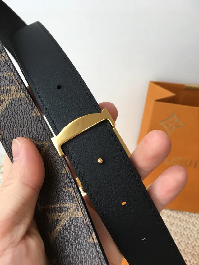 Louis Vuitton Brown Gold Monogram Canvas LV Buckle Leather Belt 8