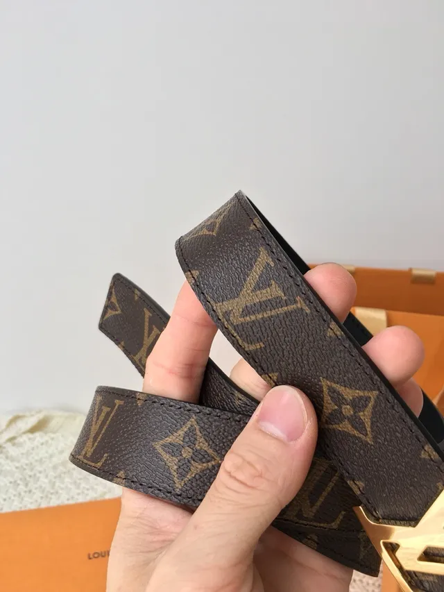 Louis Vuitton Brown Gold Monogram Canvas LV Buckle Leather Belt 9