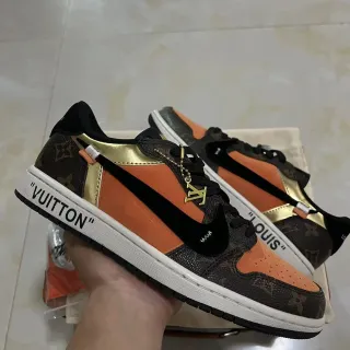 Louis Vuitton Tênis Lifestyle Marrom Laranja Monograma Lona Camurça Painéis